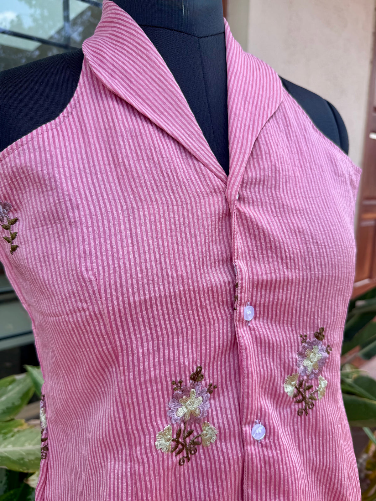PINK STRIPED VEST TOP