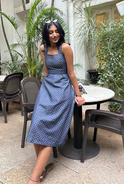 THE POLKA DENIM DRESS