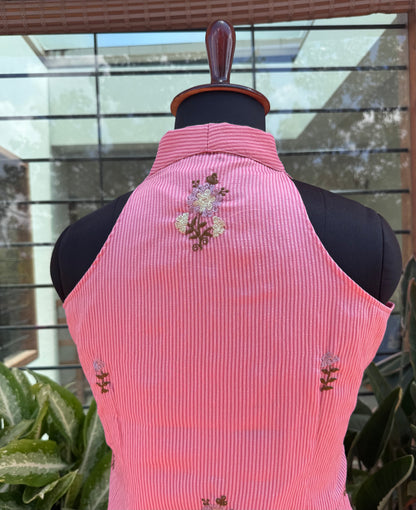 PINK STRIPED VEST TOP