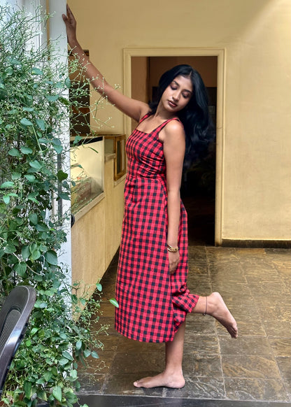 RED GINGHAM CHECKS DRESS
