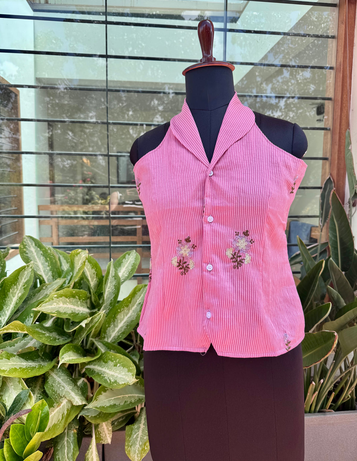 PINK STRIPED VEST TOP