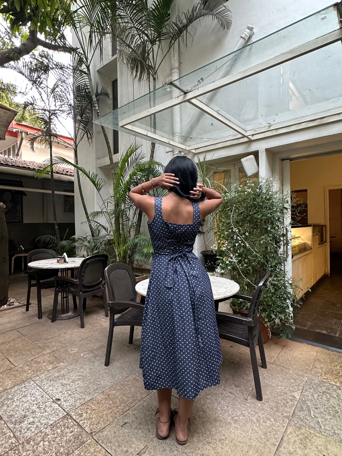 THE POLKA DENIM DRESS