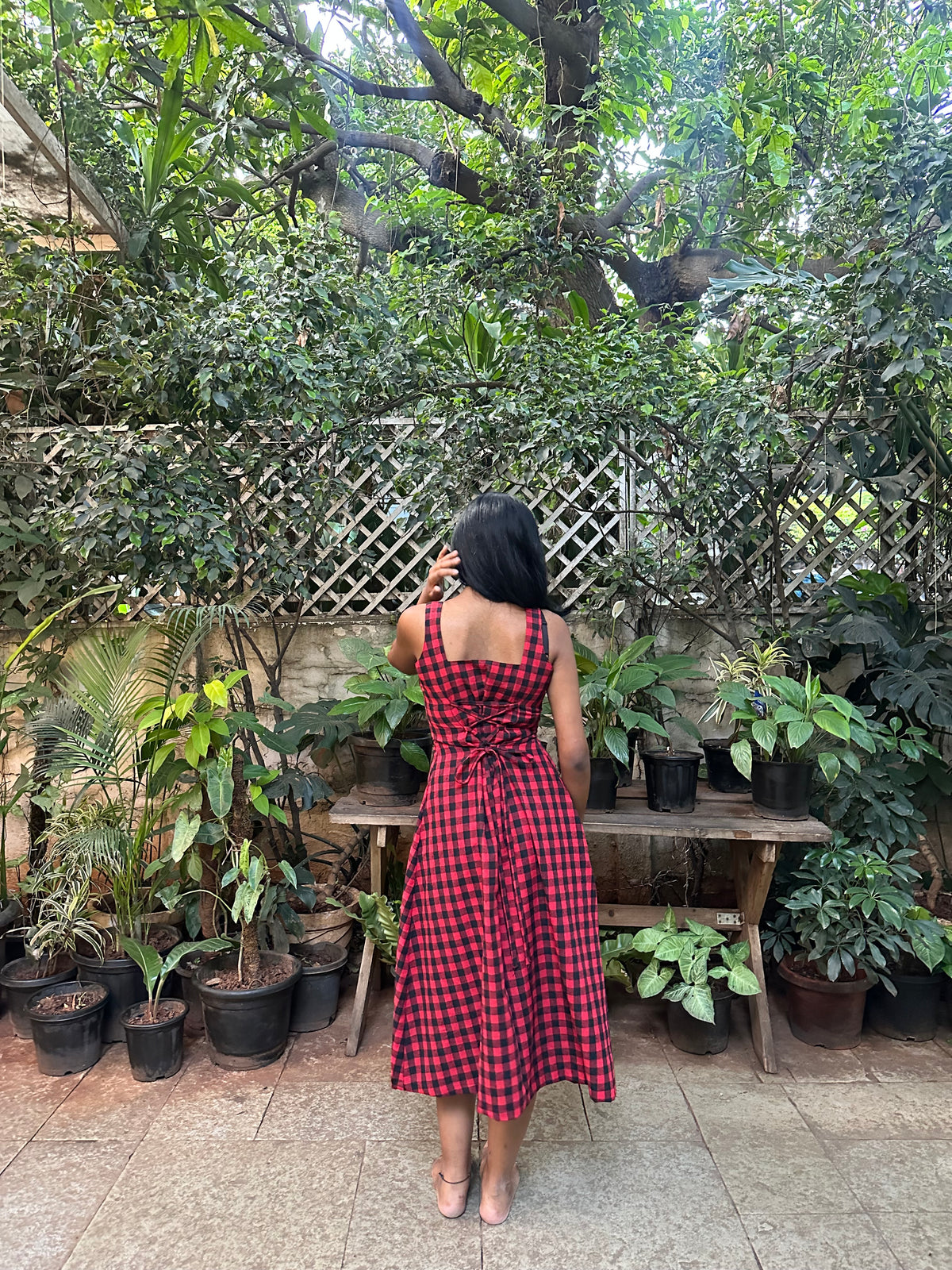 RED GINGHAM CHECKS DRESS