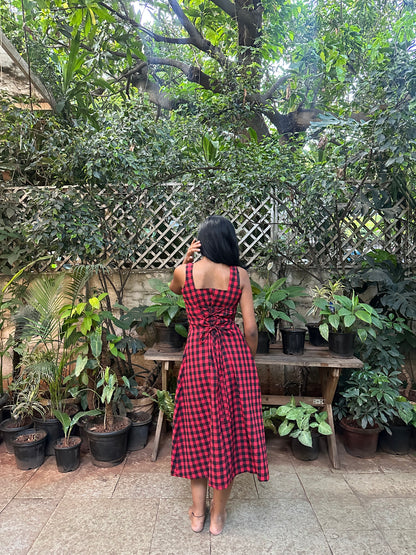 RED GINGHAM CHECKS DRESS