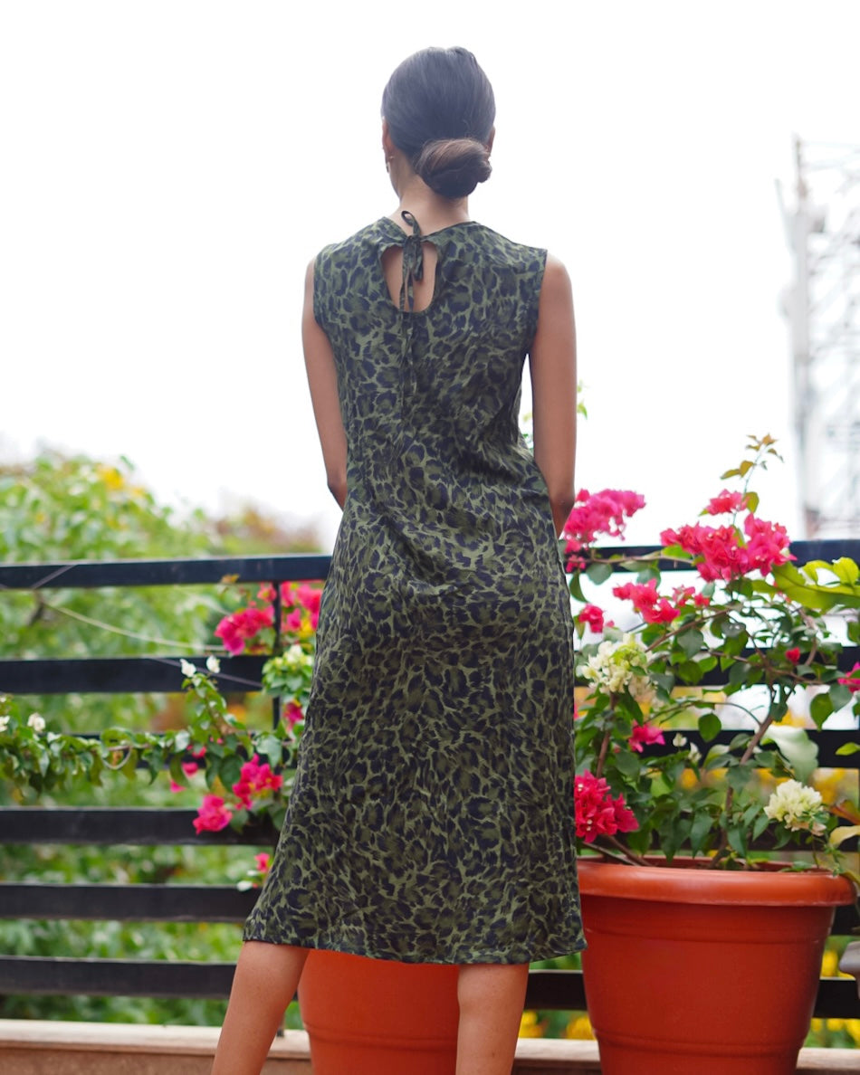 OLIVE ANIMAL PRINT DRESS