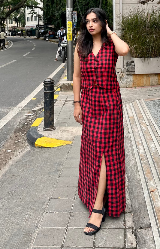 RED GINGHAM CHECKS SET