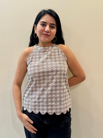 PINK HALTER NECK TIE BACK TOP