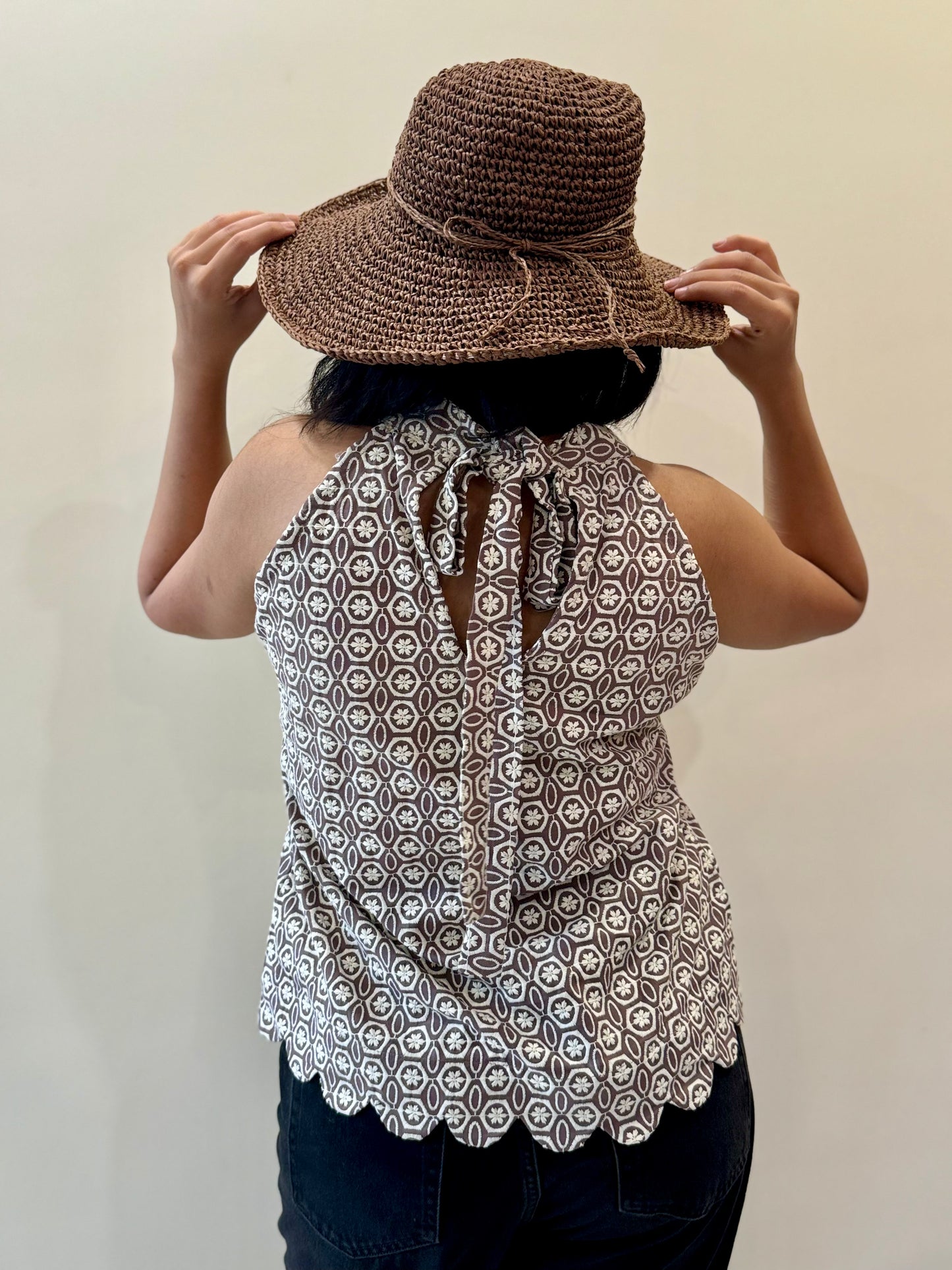 PINK HALTER NECK TIE BACK TOP