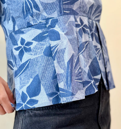 FLORAL PEPLUM PLEATED TOP